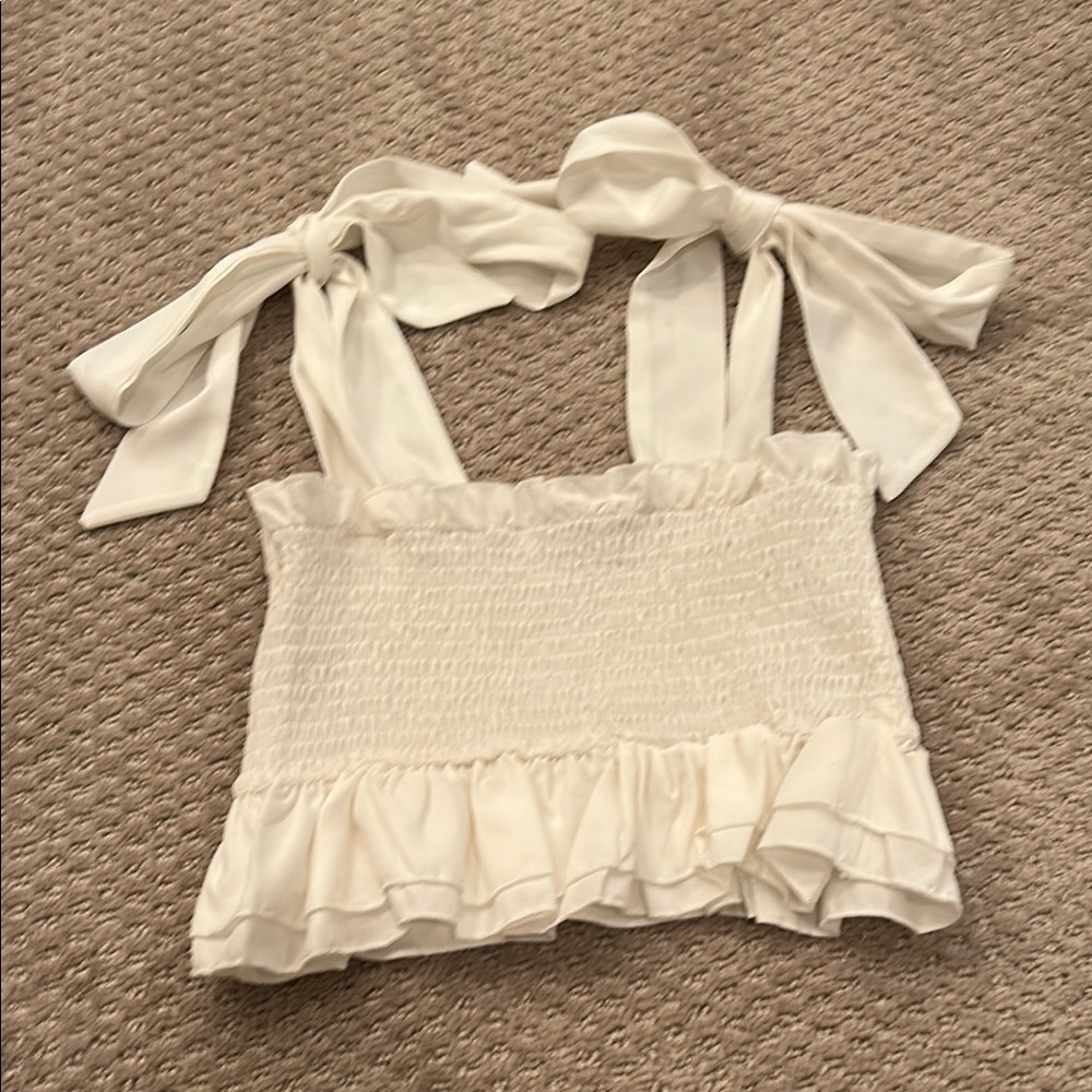 SHEIN White Smocked Ruffle Camisole